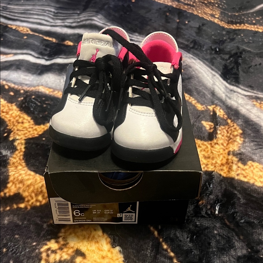 Jordan Kids' Black and Pink Sneakers
